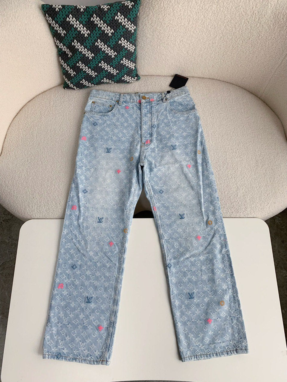 Monogram Jacquard Denim Pants