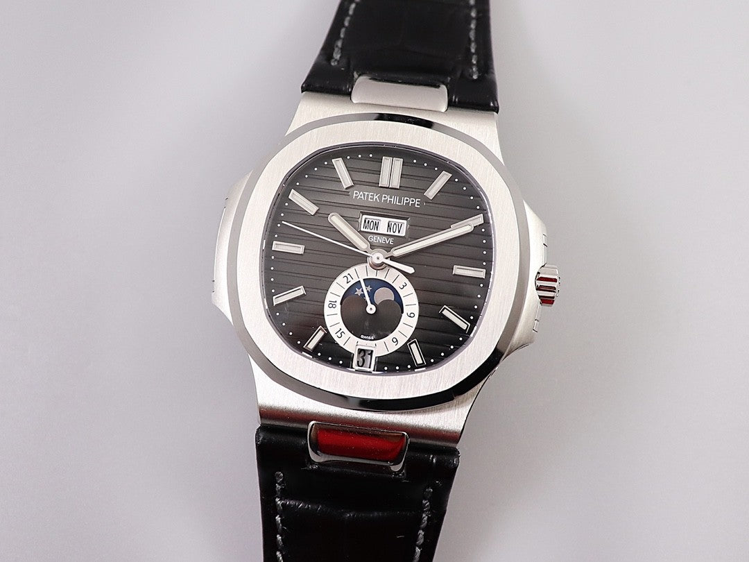 Nautilus 5726 Moonphase Automatic – Black Dial, Leather Strap | 40.5mm