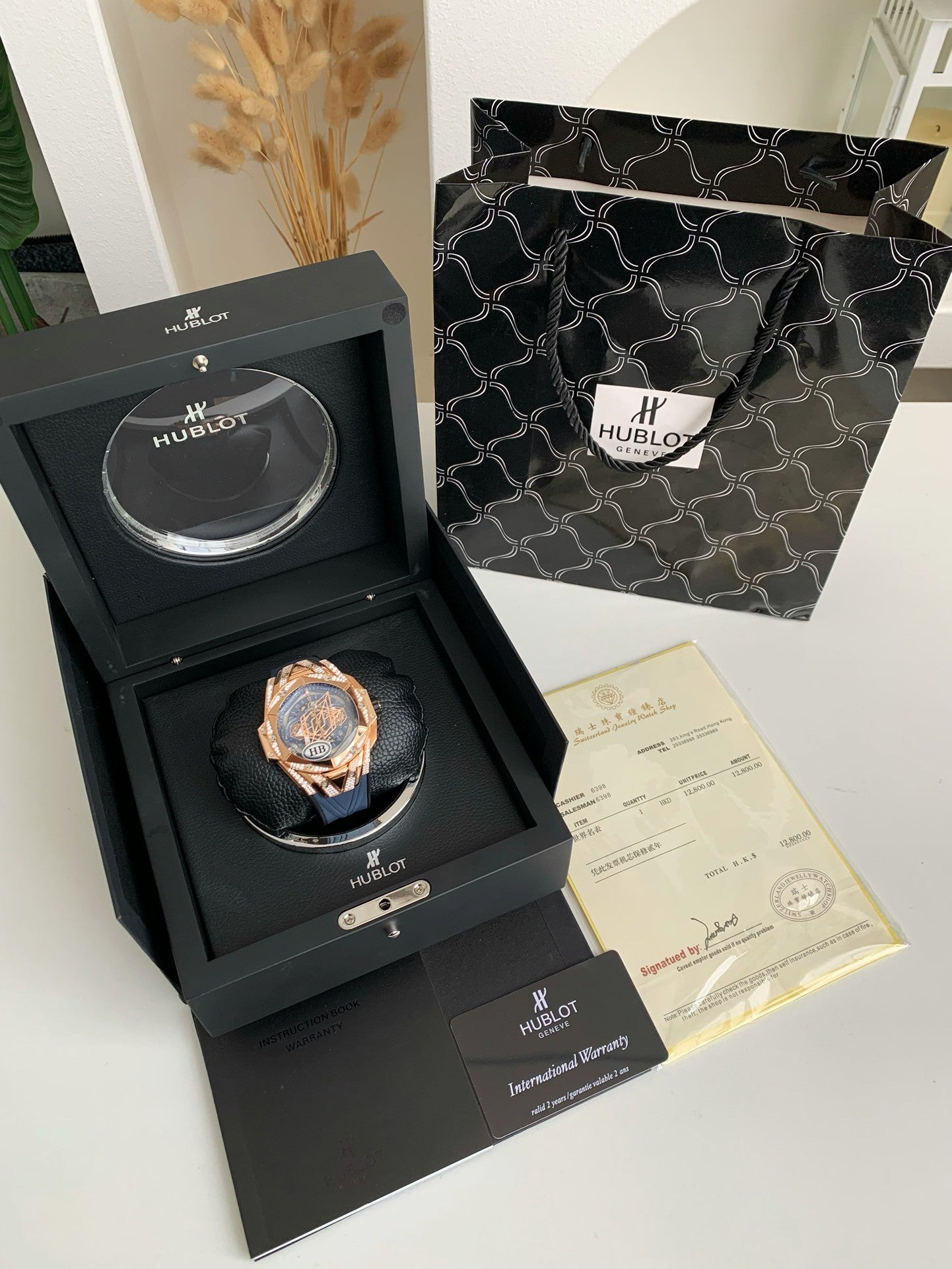 Tattoo Chronograph 45mm – Rose Gold Geometric Bezel, Skeleton Dial, Fluororubber Strap