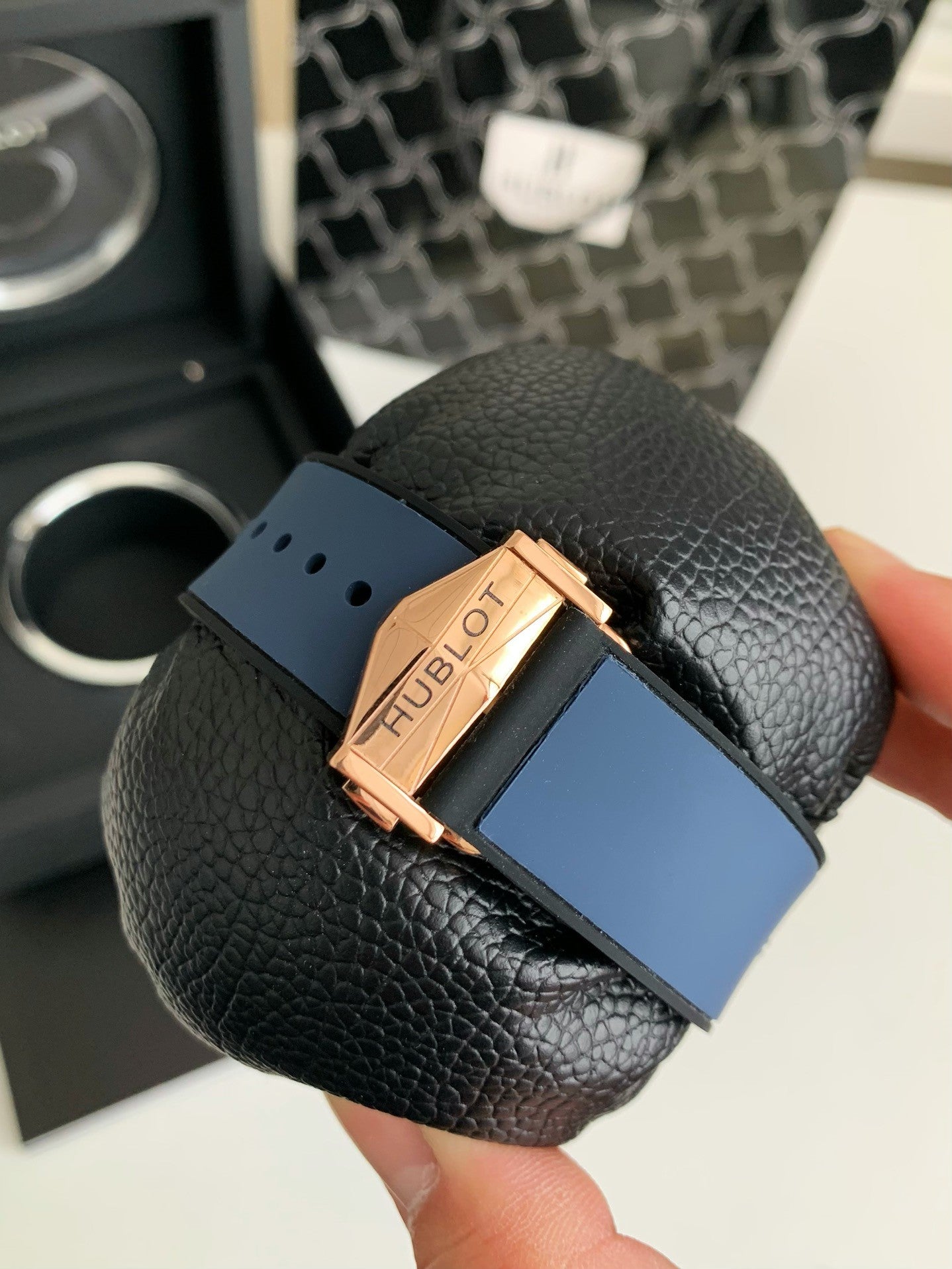 Tattoo Chronograph 45mm – Rose Gold Geometric Bezel, Skeleton Dial, Fluororubber Strap