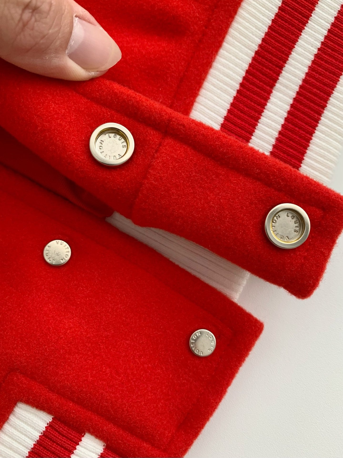 Red & White Flower Embroidered Varsity Jacket
