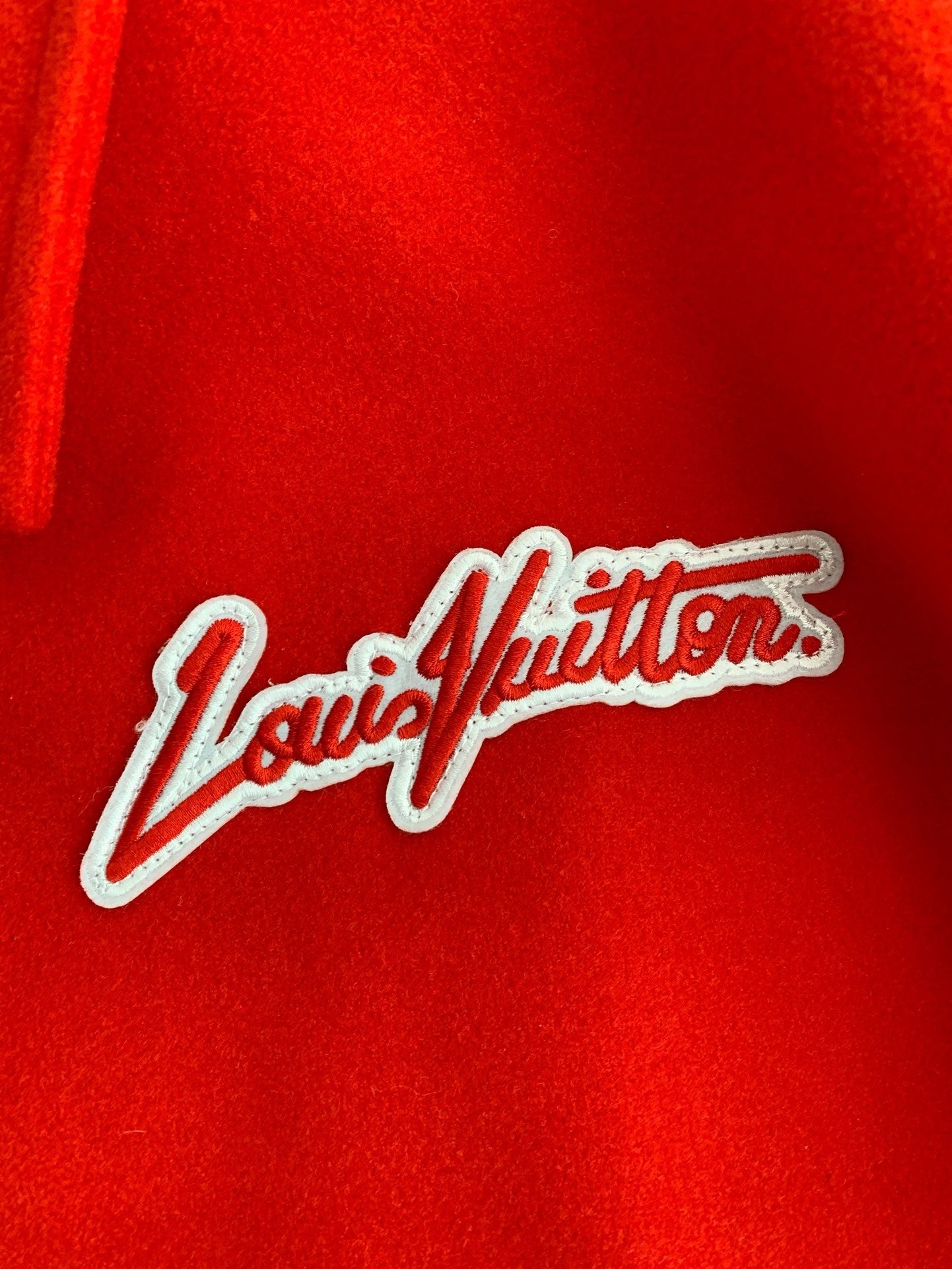 Red & White Flower Embroidered Varsity Jacket