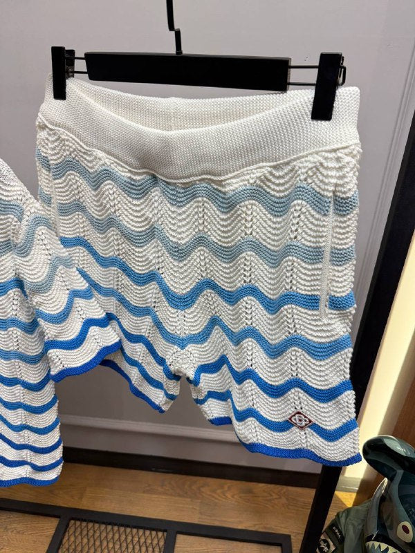 Wavy Gradient Crochet Shirt & Shorts Set