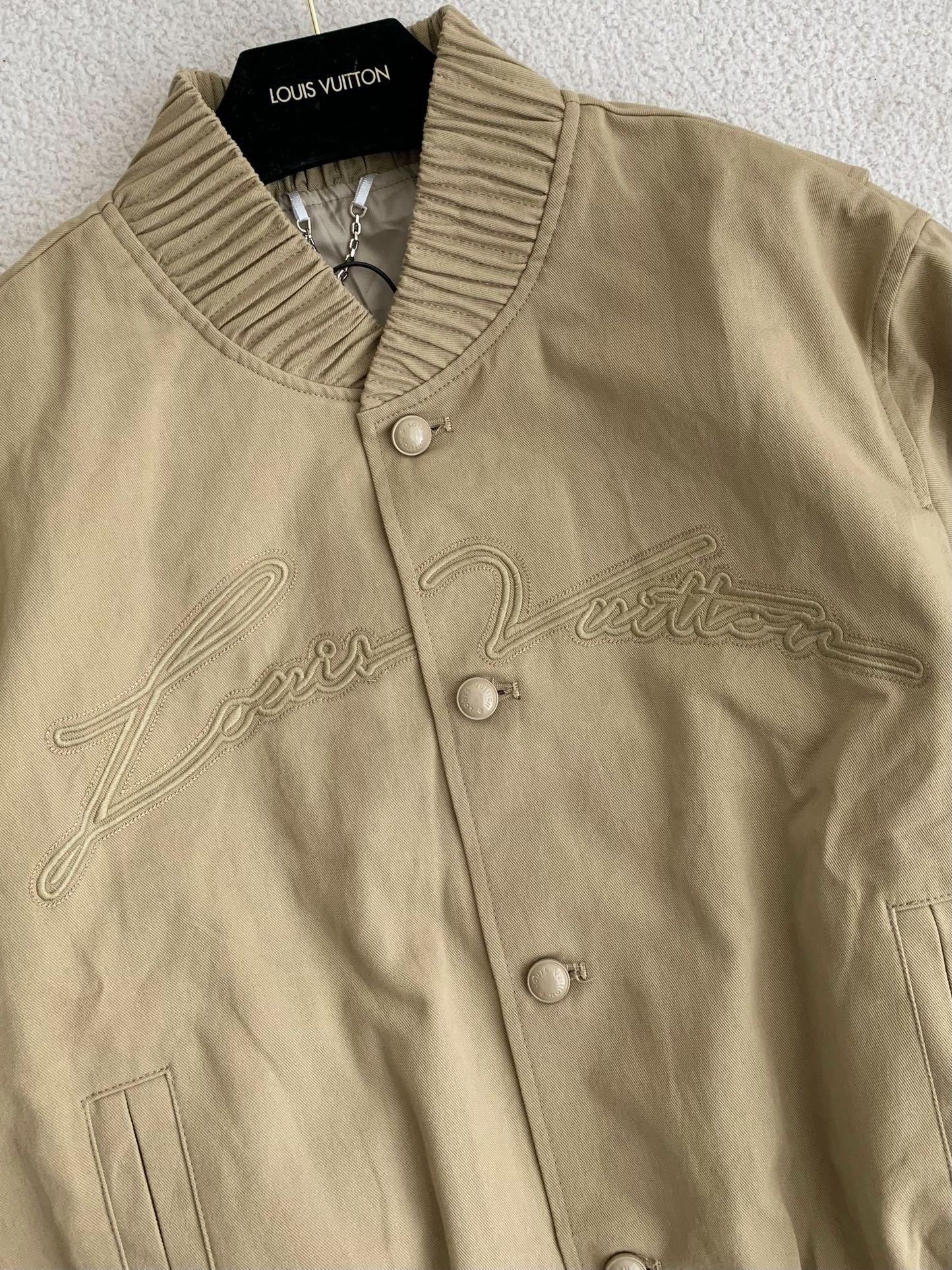 Beige Embroidered Bomber Jacket