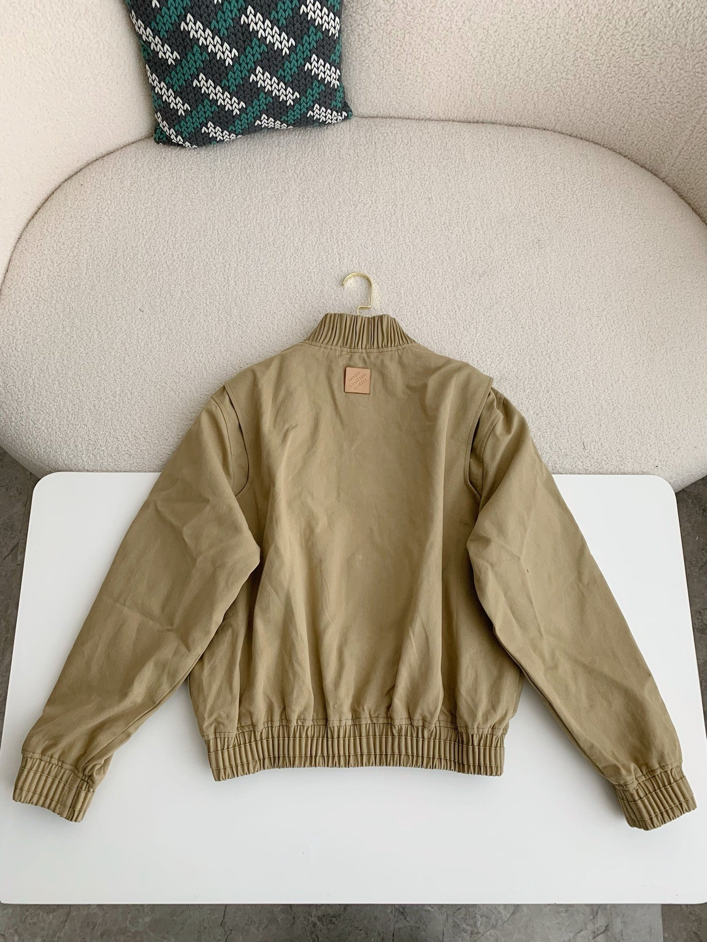 Beige Embroidered Bomber Jacket