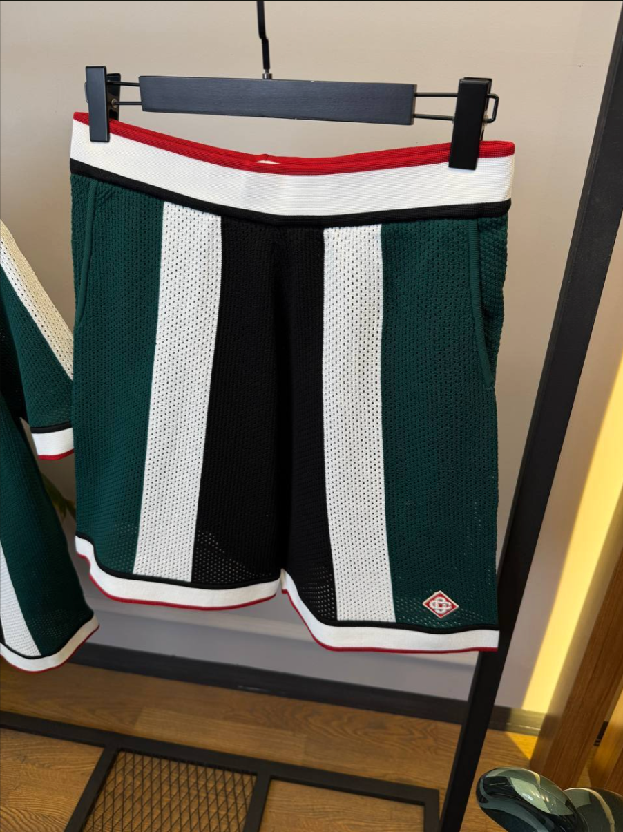 Striped Mesh Shirt & Shorts Set