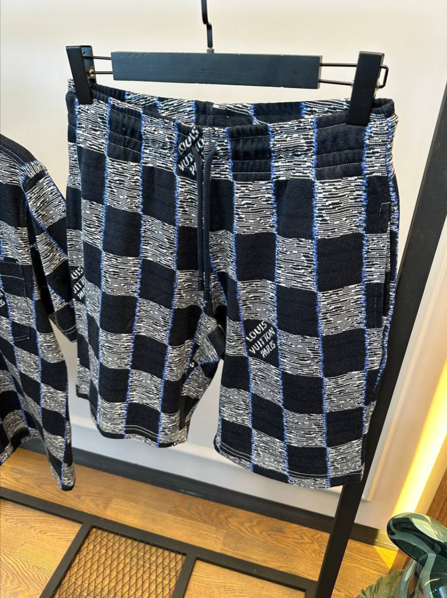Checkered Pattern Short Sleeve Shirt & Shorts Set