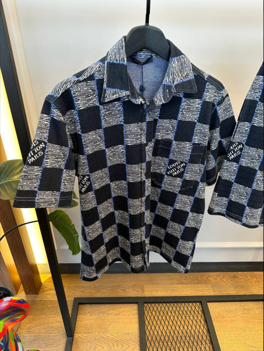 Checkered Pattern Short Sleeve Shirt & Shorts Set