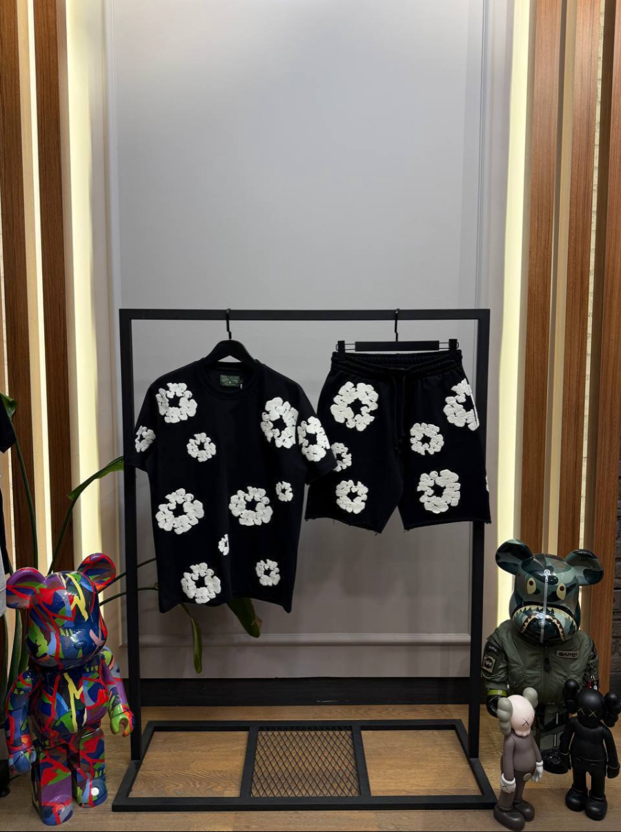 Flower-Print Cotton T-Shirt & Shorts Set
