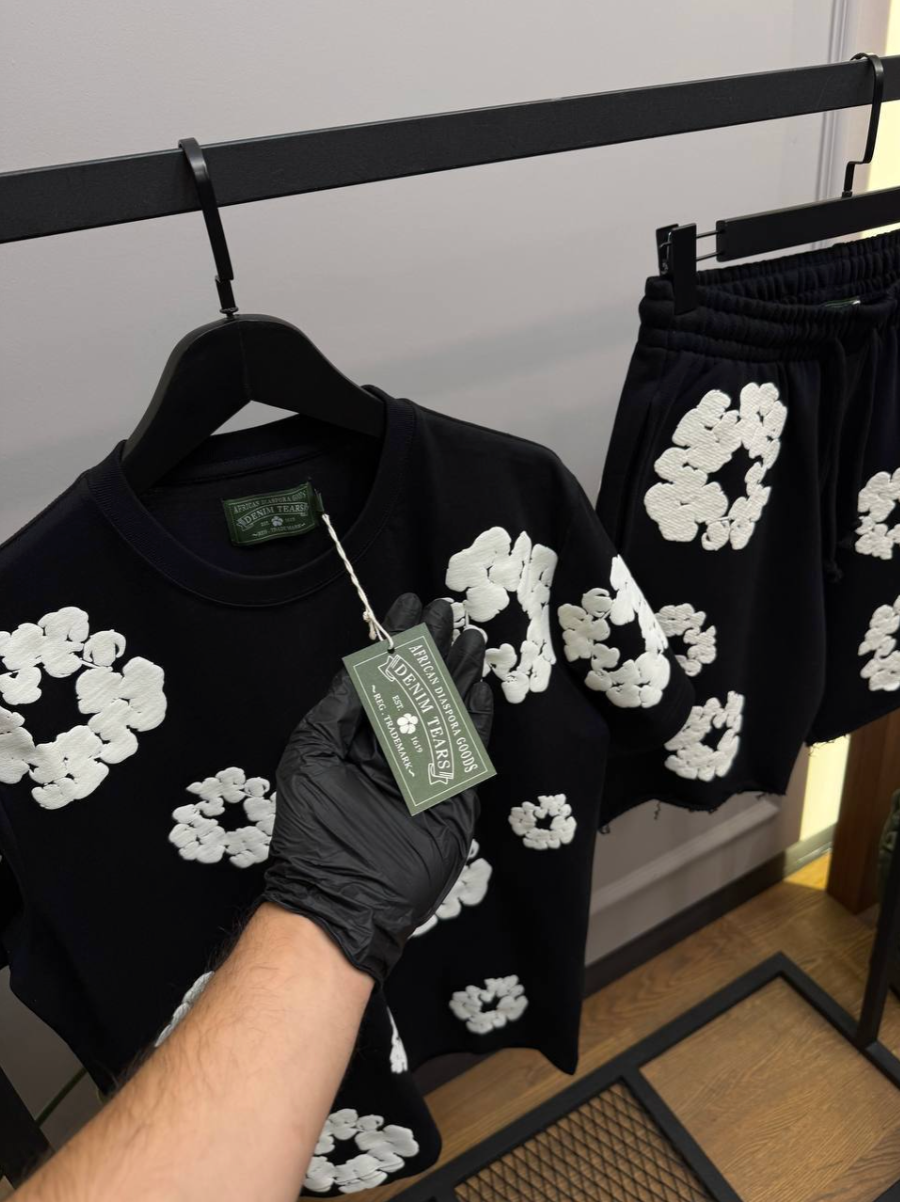Flower-Print Cotton T-Shirt & Shorts Set
