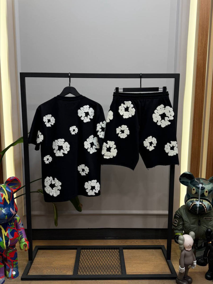 Flower-Print Cotton T-Shirt & Shorts Set