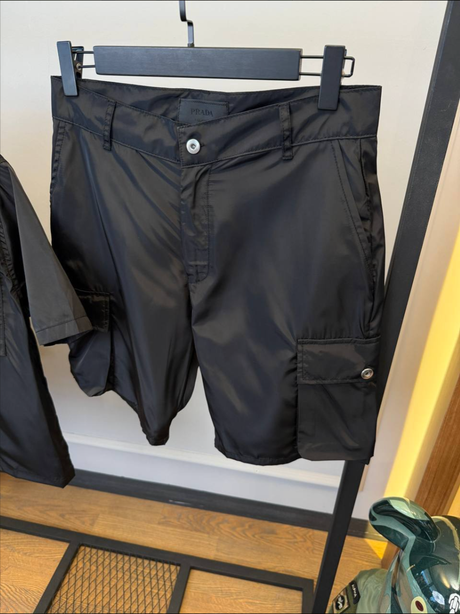 Black Nylon Short Suit Set