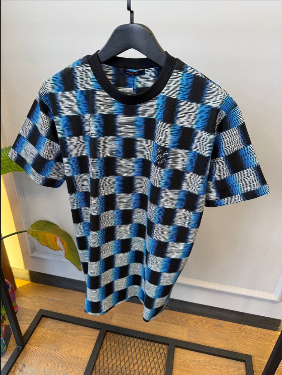 Damier Short-Sleeved Cotton T-Shirt