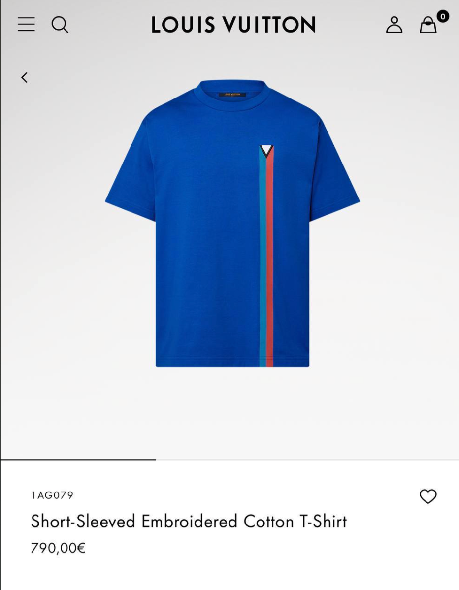 Short-Sleeved Embroidered Cotton T-Shirt – Sax Blue