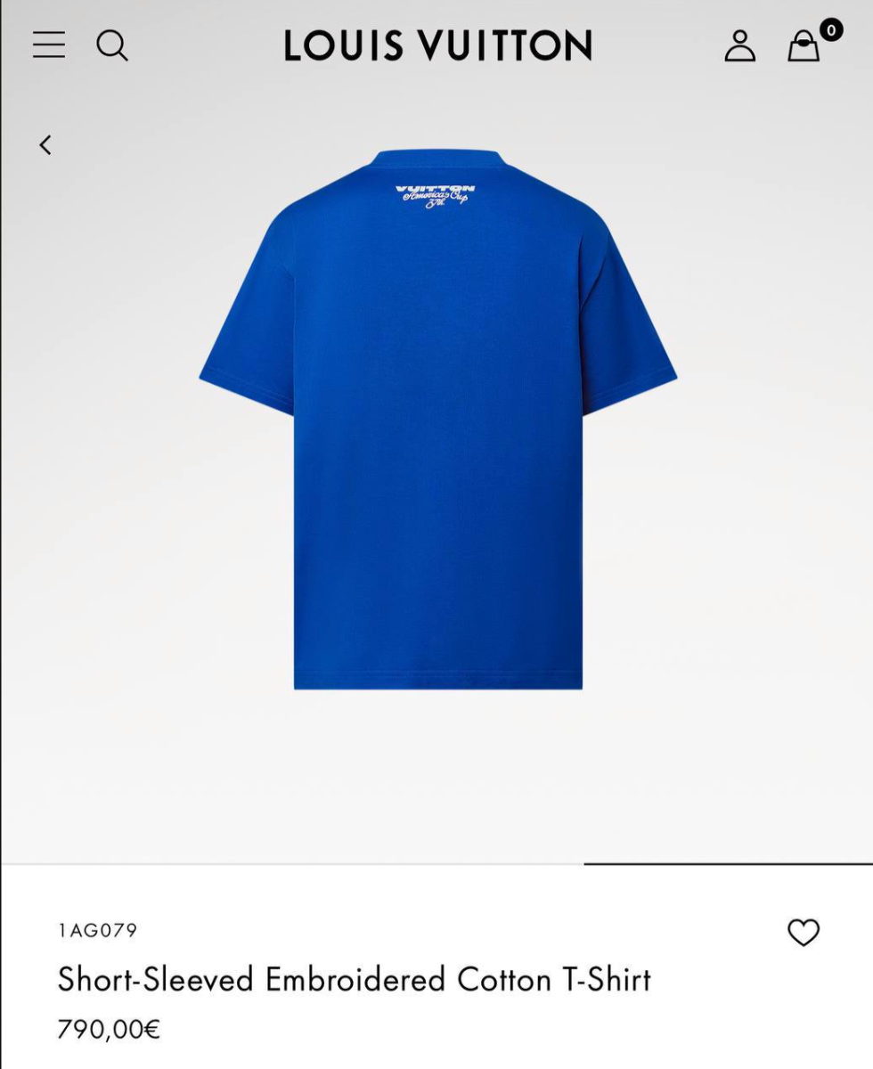Short-Sleeved Embroidered Cotton T-Shirt – Sax Blue
