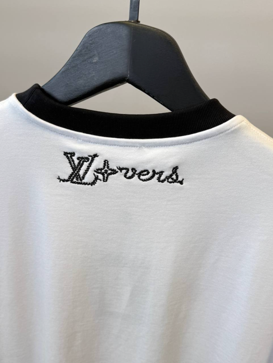 Embellished Cotton T-Shirt – White/Black
