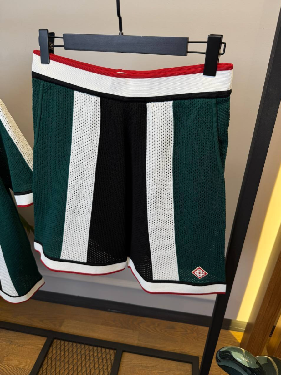 Striped Mesh Shirt & Shorts Set