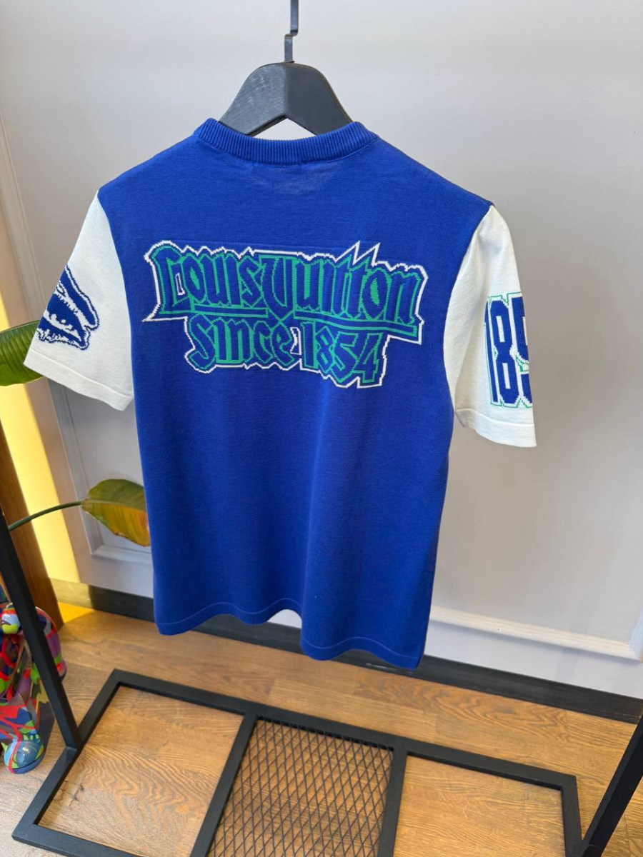 Short Sleeve Cotton Intarsia Crewneck T-Shirt