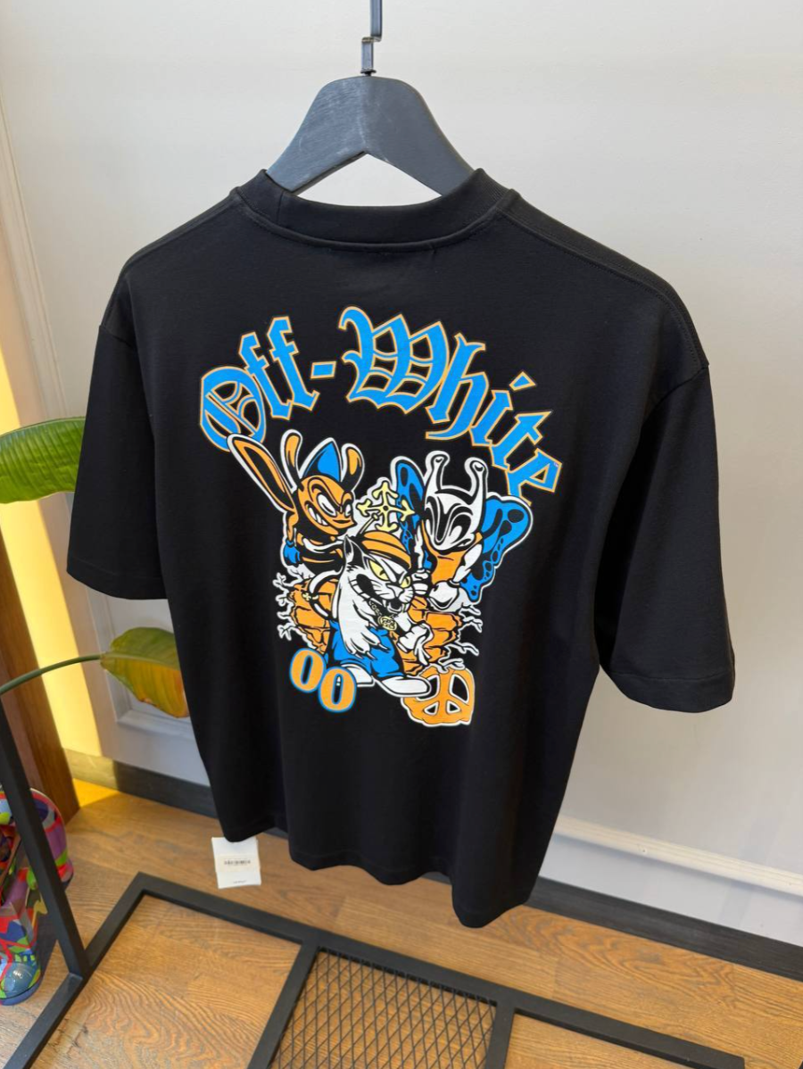 Graphic Butterfly & Cartoon Print T-Shirt
