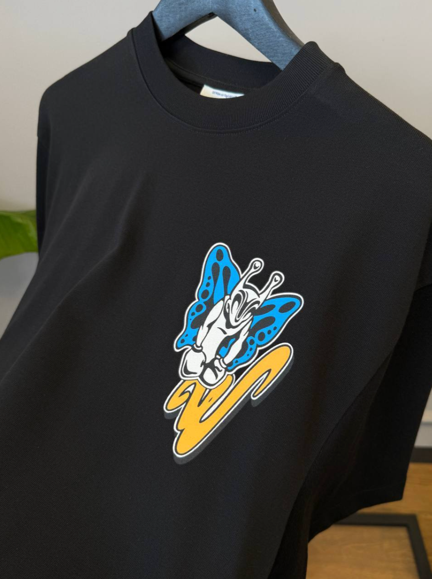 Graphic Butterfly & Cartoon Print T-Shirt