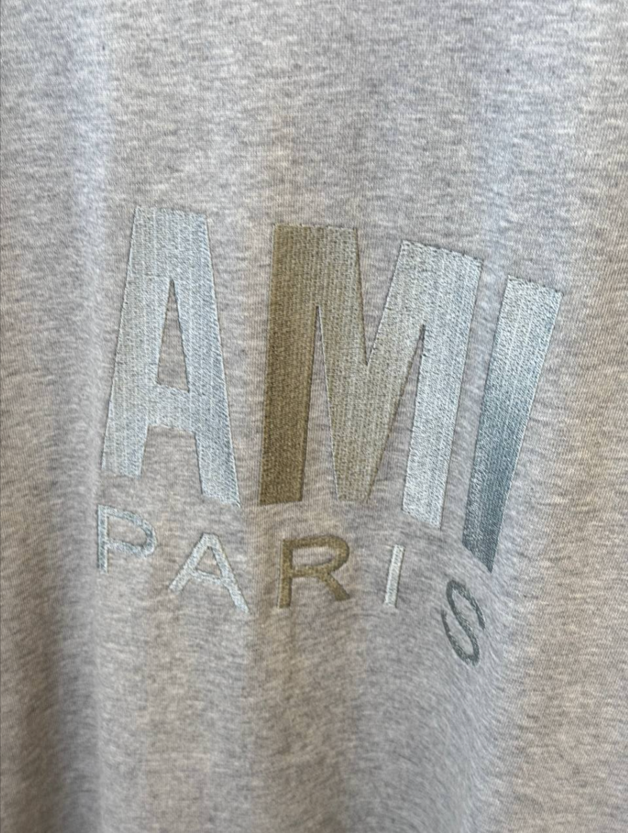 Paris Embroidered Logo Cotton T-Shirt – Gray Mélange