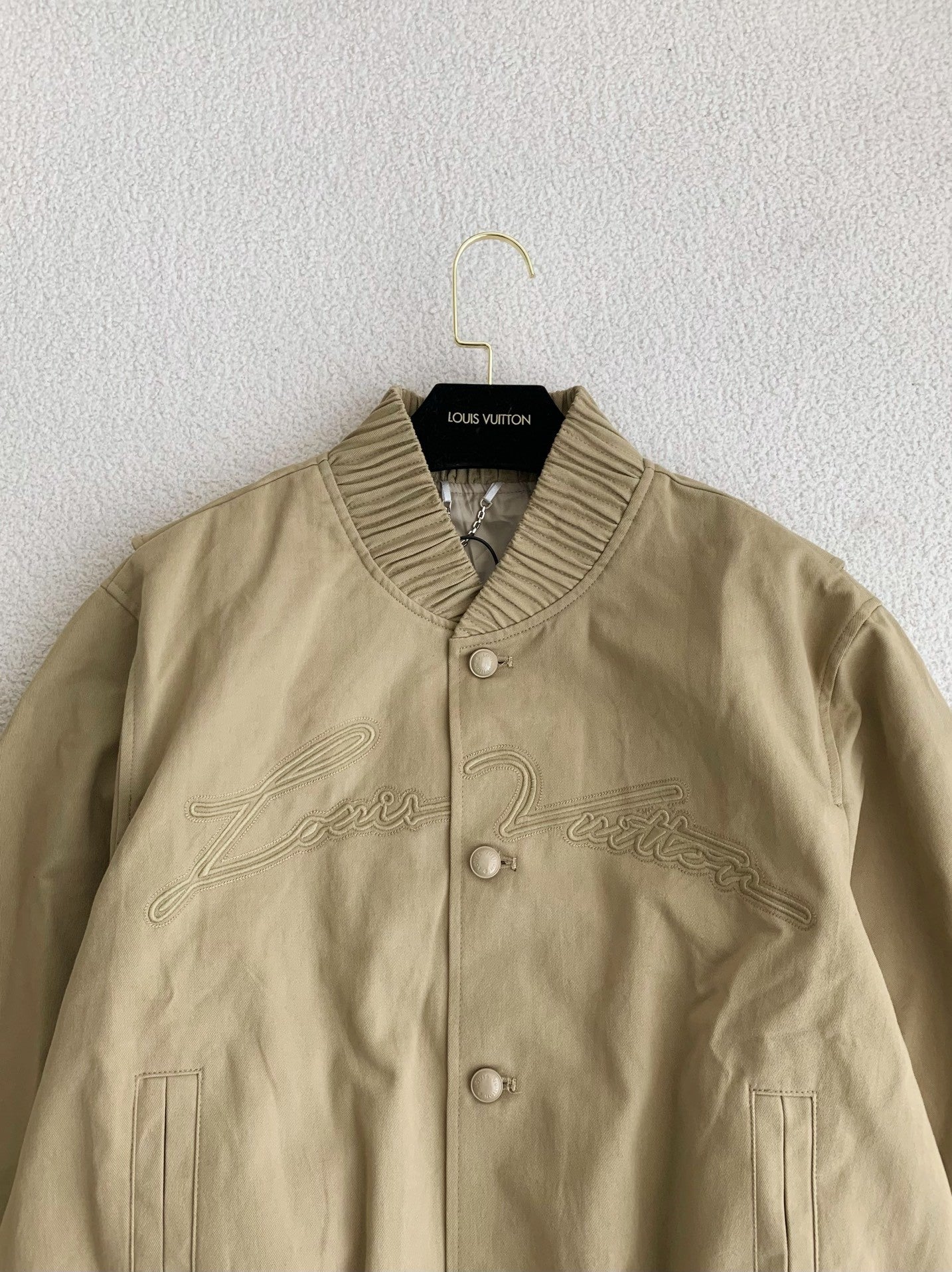 Beige Embroidered Bomber Jacket