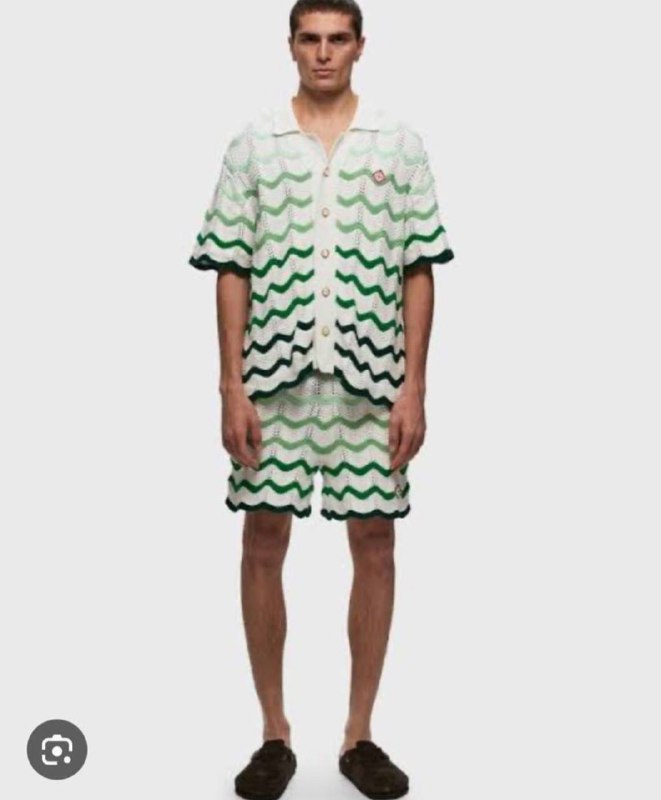 Wavy Gradient Crochet Shirt & Shorts Set