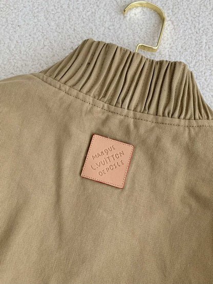 Beige Embroidered Bomber Jacket