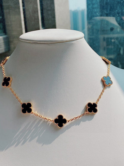 Alhambra Vintage 10 Motif Necklace in Black Onyx