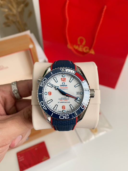 Seamaster Planet Ocean Cosmos Cup – White Dial with Navy Strap, 43.5mm