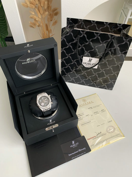 Full Diamond Chronograph V2 – Sapphire Mirror, Rubber Strap, Modified 7750 Movement