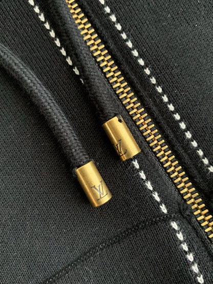 Black Hoodie Inlaid Flower Jacket