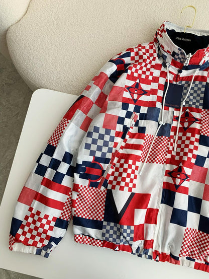 SS24 Patchwork Red-White Windbreaker