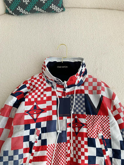 SS24 Patchwork Red-White Windbreaker