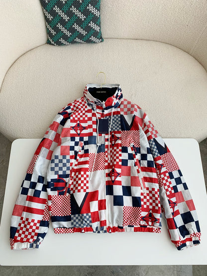 SS24 Patchwork Red-White Windbreaker