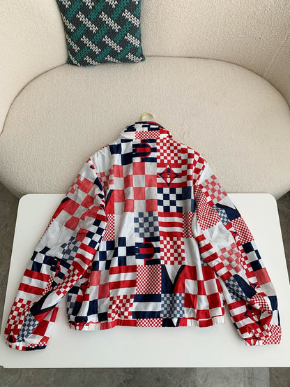 SS24 Patchwork Red-White Windbreaker