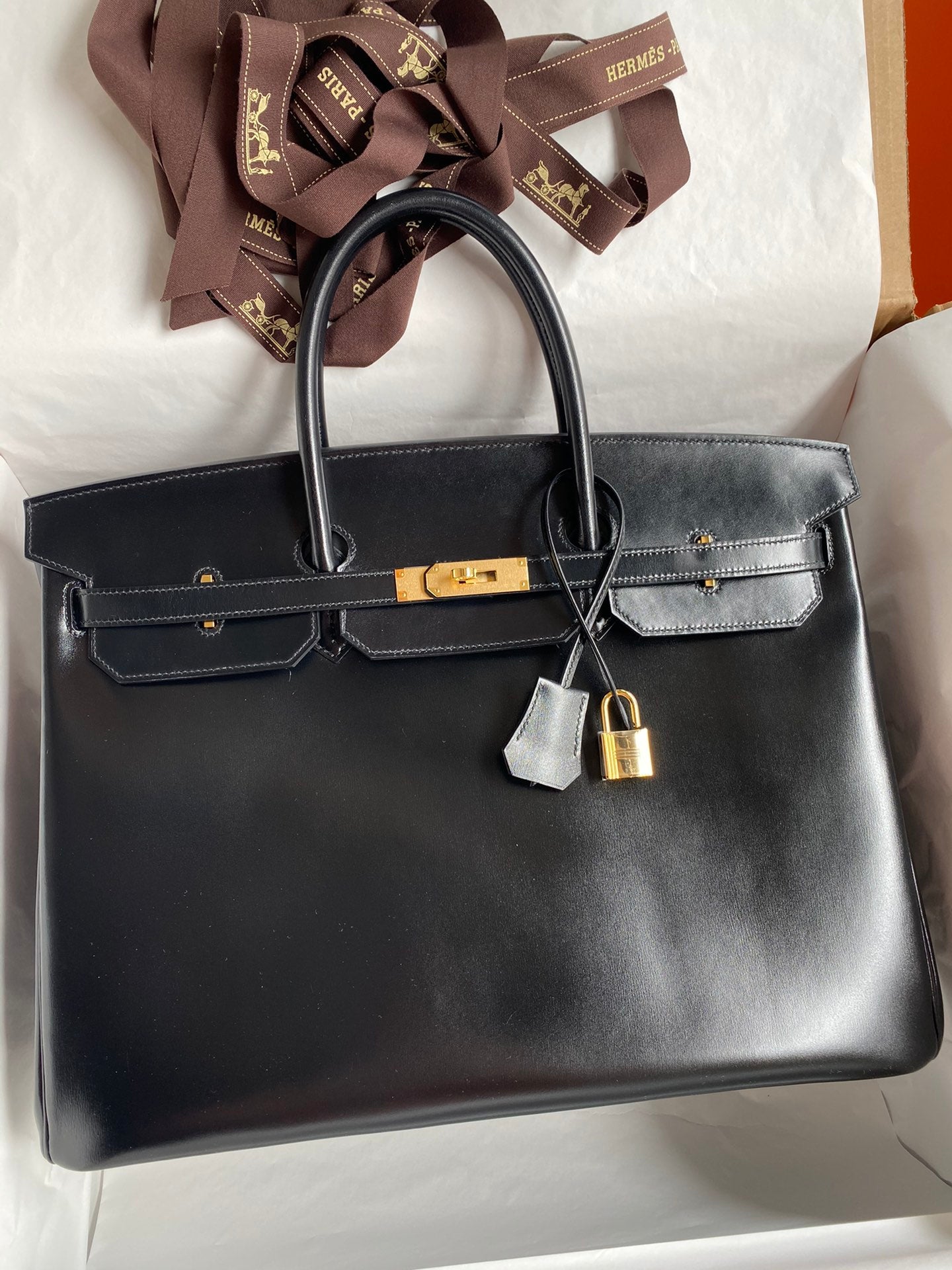 Birkin 40 Bag – Noir Box Leather with Gold Hardware