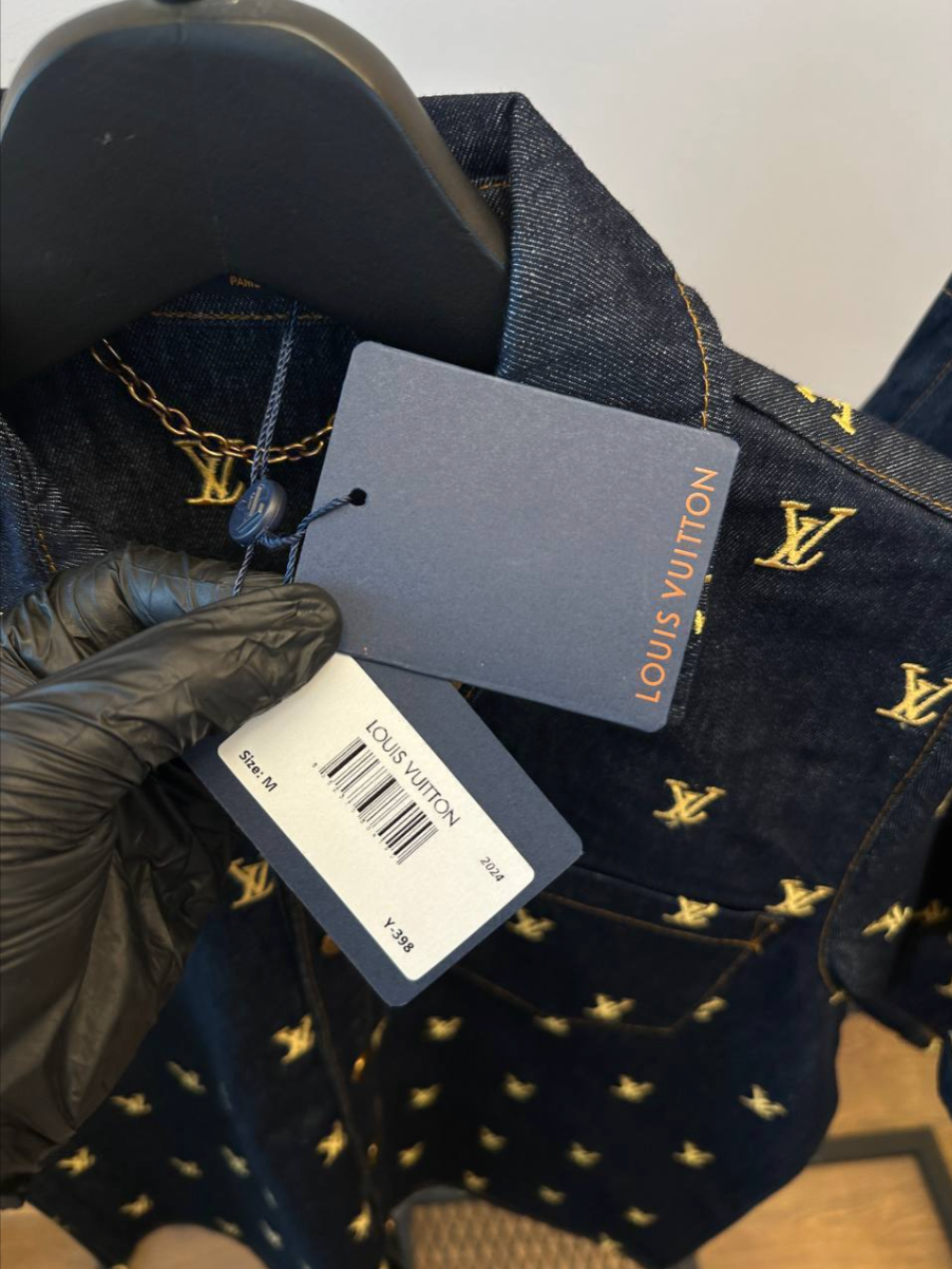 Monogram Embroidered Denim Shirt & Shorts Set