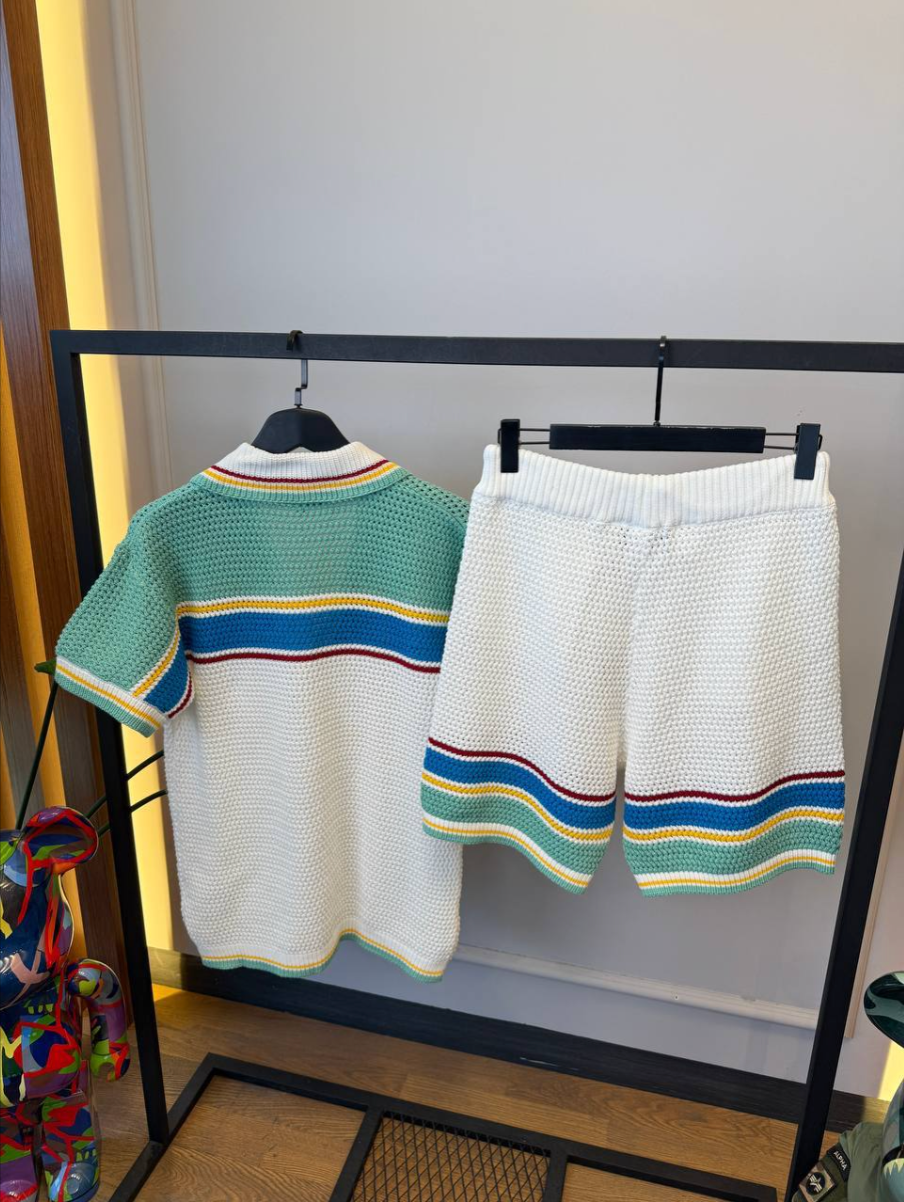 Crochet Tennis Shirt & Shorts Set