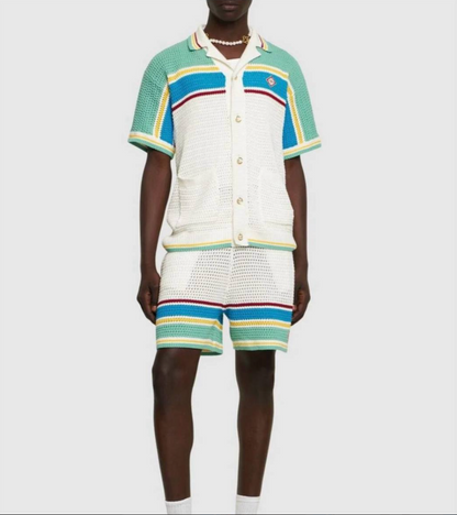 Crochet Tennis Shirt & Shorts Set