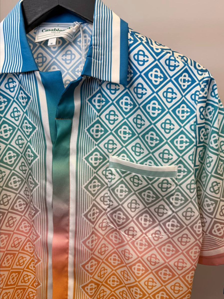 Diamond Monogram Silk Shirt & Shorts Set