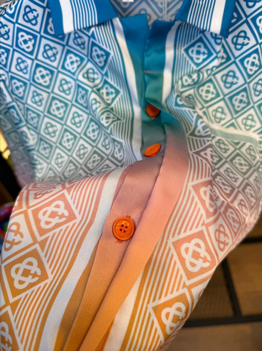 Diamond Monogram Silk Shirt & Shorts Set