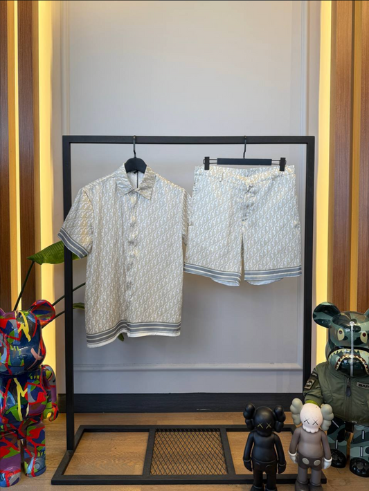 Oblique Silk Shirt & Shorts Set