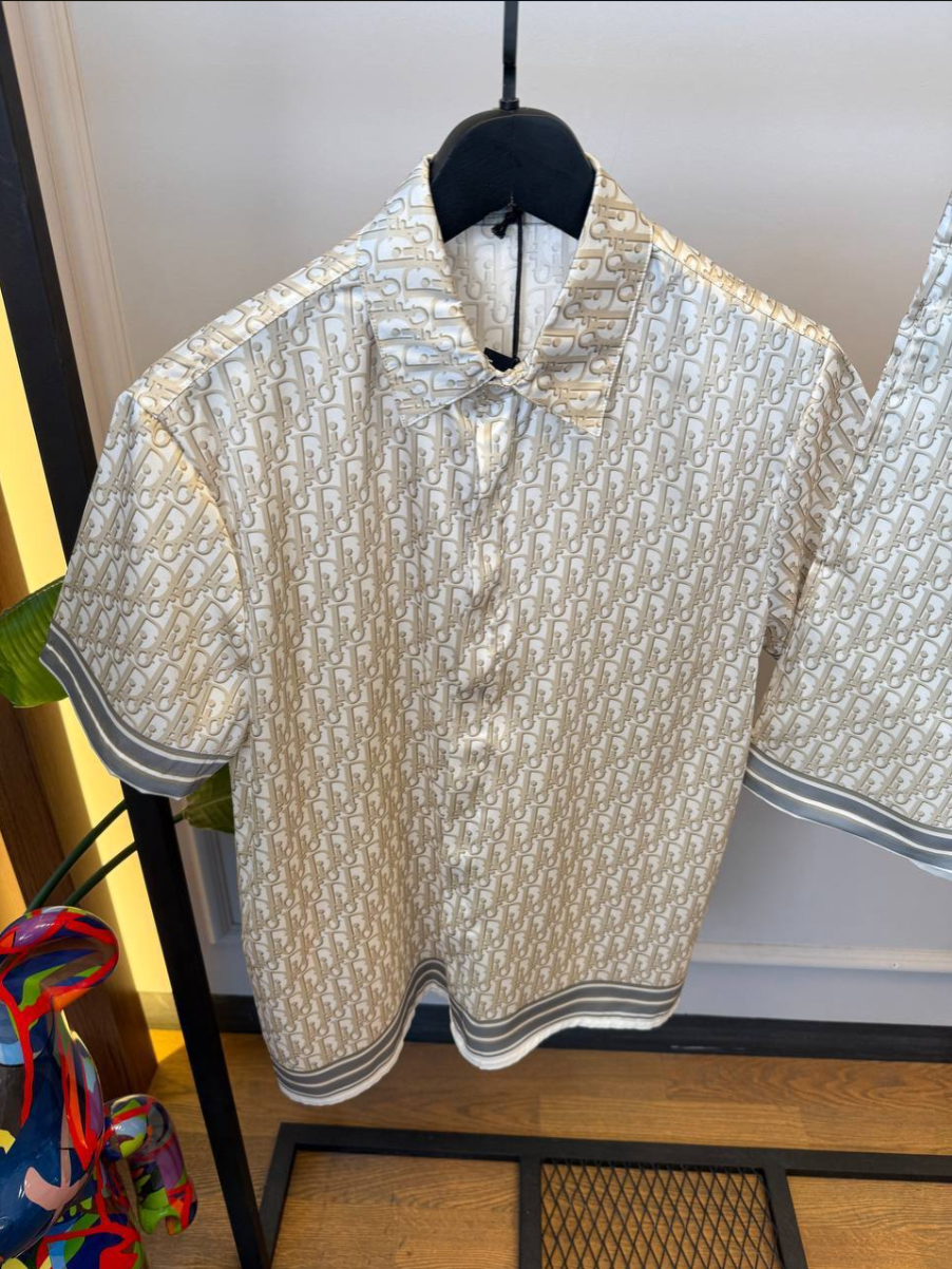 Oblique Silk Shirt & Shorts Set
