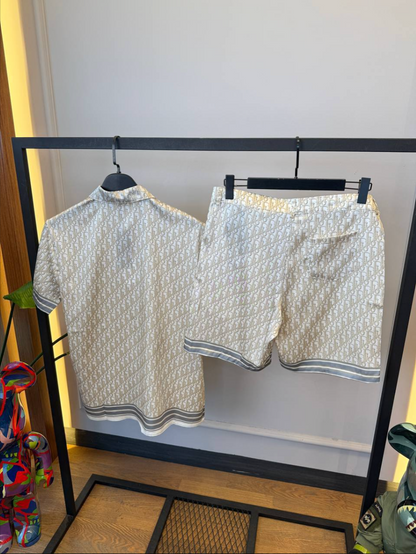 Oblique Silk Shirt & Shorts Set