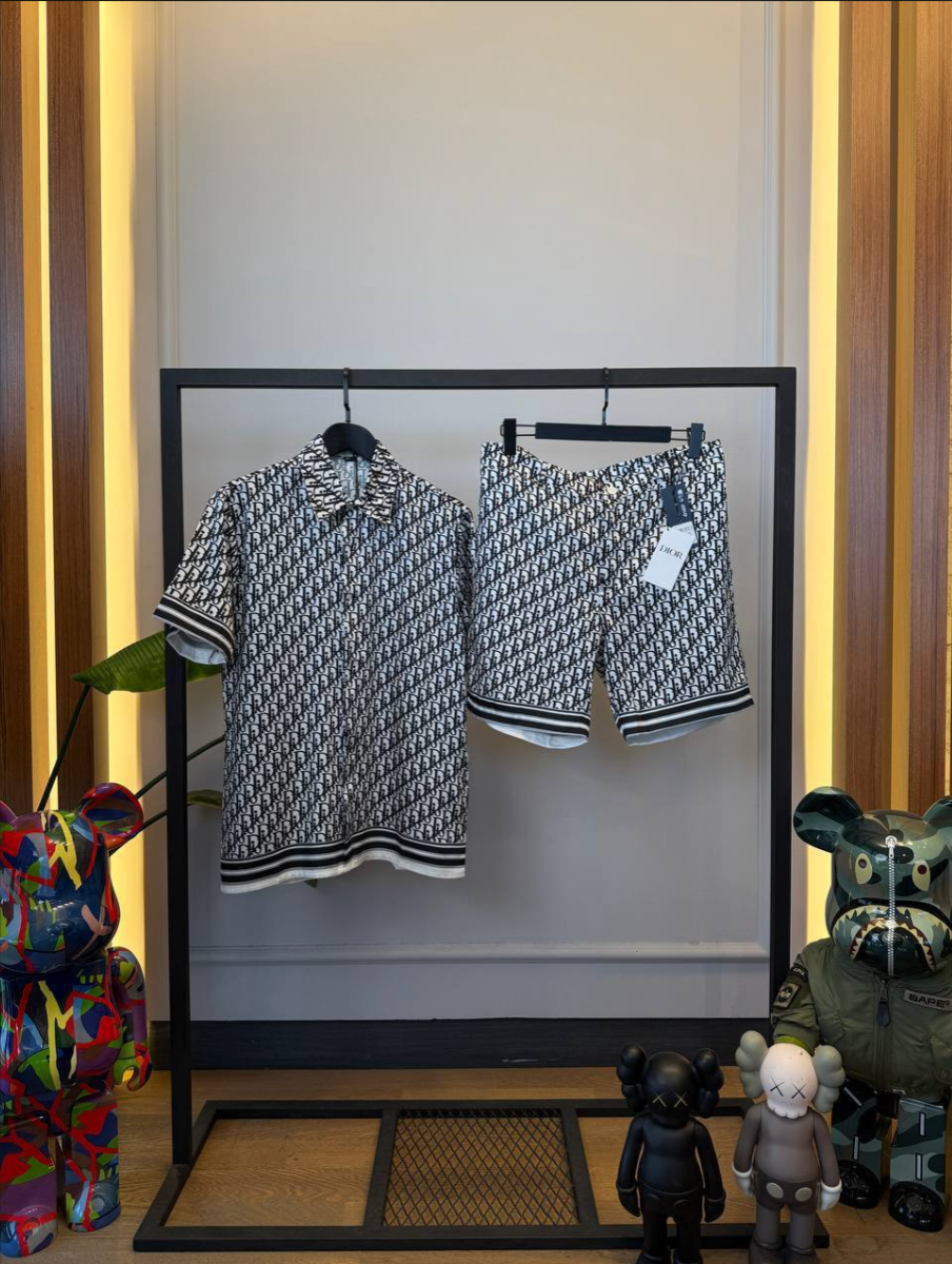 Oblique Silk Shirt & Shorts Set