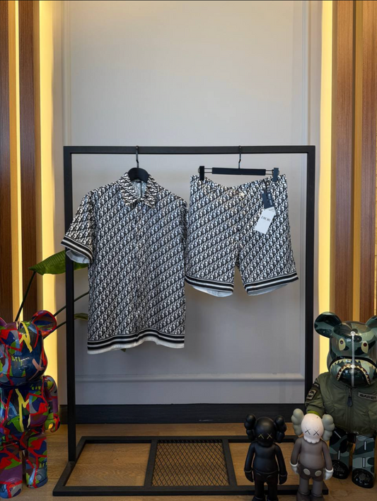 Oblique Silk Shirt & Shorts Set
