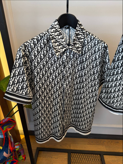 Oblique Silk Shirt & Shorts Set