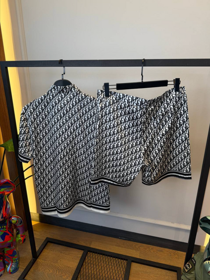 Oblique Silk Shirt & Shorts Set