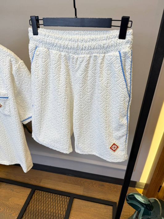 Tennis Stripe Towelling Shirt & Shorts Set